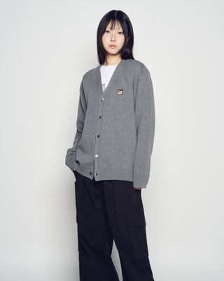 UNI BASIC V NECK CARDIGAN GRAY