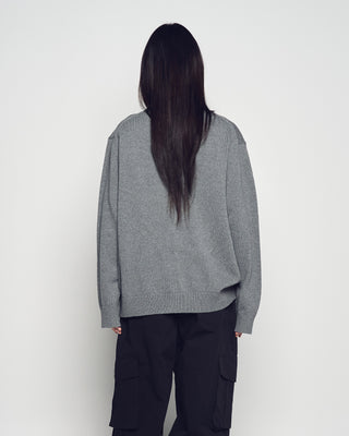 UNI BASIC V NECK CARDIGAN GRAY