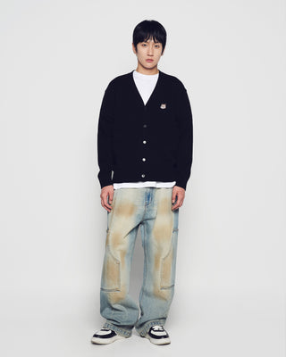 UNI BASIC V NECK CARDIGAN BLACK