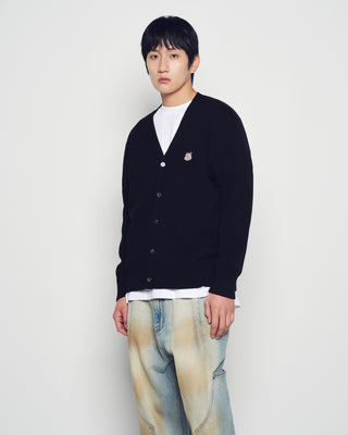 UNI BASIC V NECK CARDIGAN BLACK