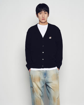 UNI BASIC V NECK CARDIGAN BLACK
