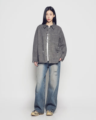 PAINT EFFECT OVERSIZED SHIRT CHARCOAL