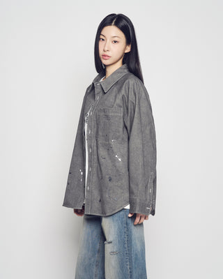 PAINT EFFECT OVERSIZED SHIRT CHARCOAL
