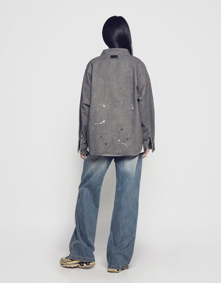 PAINT EFFECT OVERSIZED SHIRT CHARCOAL