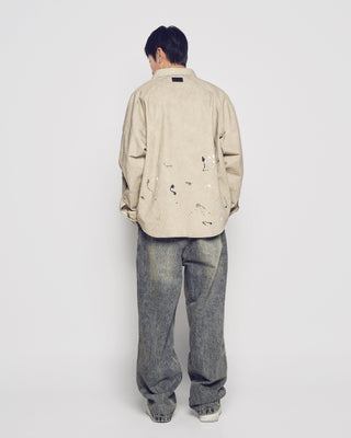 PAINT EFFECT OVERSIZED SHIRT BEIGE