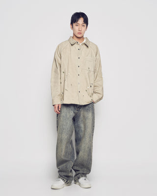 PAINT EFFECT OVERSIZED SHIRT BEIGE