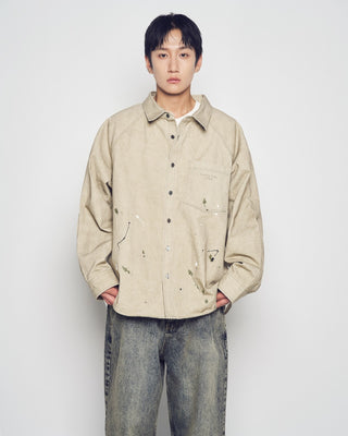 PAINT EFFECT OVERSIZED SHIRT BEIGE