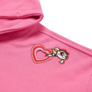 The Powerpuff Girls x acmedelavie heart cut-out needlework bolero hoodie PINK