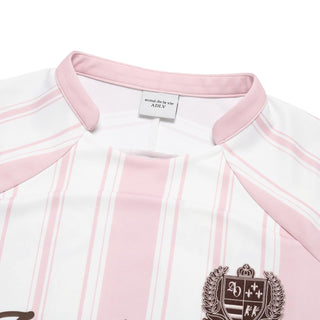 STRIPE FOOTBALL JERSEY LONG SLEEVE T-SHIRT LIGHT PINK