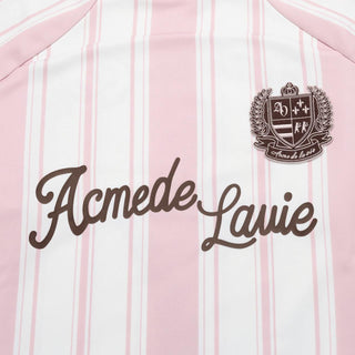 STRIPE FOOTBALL JERSEY LONG SLEEVE T-SHIRT LIGHT PINK