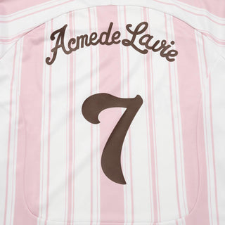 STRIPE FOOTBALL JERSEY LONG SLEEVE T-SHIRT LIGHT PINK