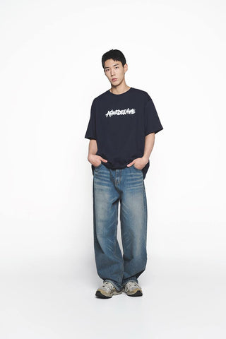 DENIM SET UP WIDE PANTS BLUE