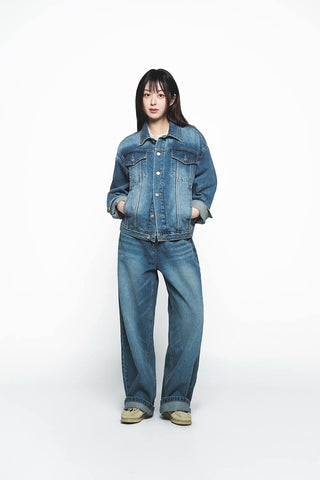 DENIM SET UP TRACKER JACKET BLUE