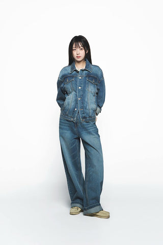 DENIM SET UP TRACKER JACKET BLUE