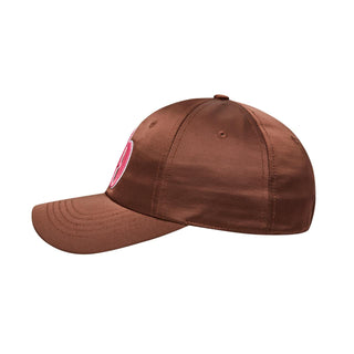 SYMBOL LOGO SATIN BALL CAP BROWN