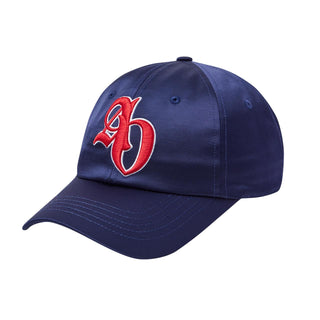 SYMBOL LOGO SATIN BALL CAP NAVY