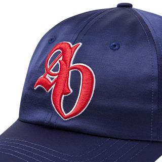 SYMBOL LOGO SATIN BALL CAP NAVY