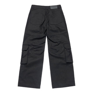 FRONT POCKET WIDE CARGO PANTS BLACK