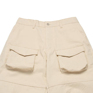 FRONT POCKET WIDE CARGO PANTS BEIGE