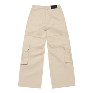 FRONT POCKET WIDE CARGO PANTS BEIGE