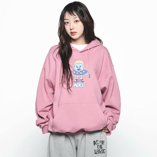 HEART ALIEN HOODIE PASTEL PINK