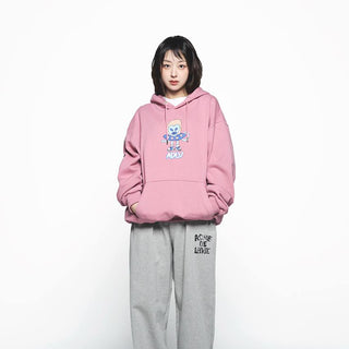 HEART ALIEN HOODIE PASTEL PINK