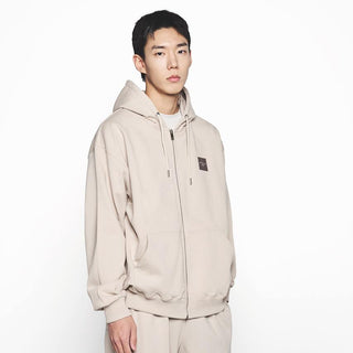 BOX BASIC LOGO HOODIE ZIP UP ESSENTIAL BEIGE