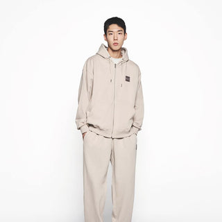 BOX BASIC LOGO HOODIE ZIP UP ESSENTIAL BEIGE