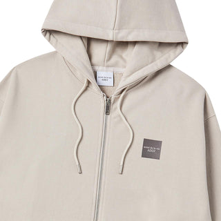 BOX BASIC LOGO HOODIE ZIP UP ESSENTIAL BEIGE