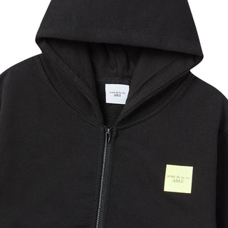 KIDS BOX BASIC LOGO HOODIE ZIP UP BLACK