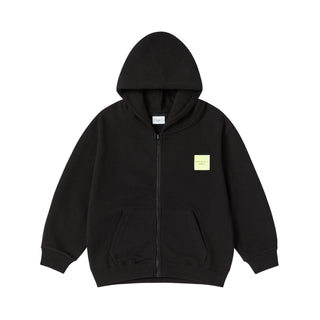 KIDS BOX BASIC LOGO HOODIE ZIP UP BLACK