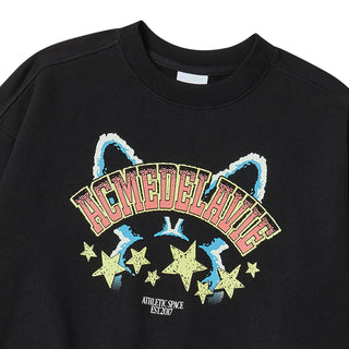 STAR RABBIT CROP SWEATSHIRT BLACK