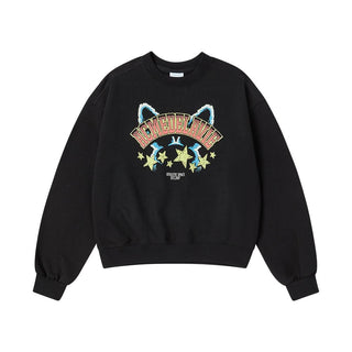 STAR RABBIT CROP SWEATSHIRT BLACK