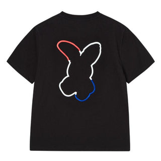 FRENCH RABBIT SILHOUETTE WOMAN SHORT SLEEVE T-SHIRT BLACK