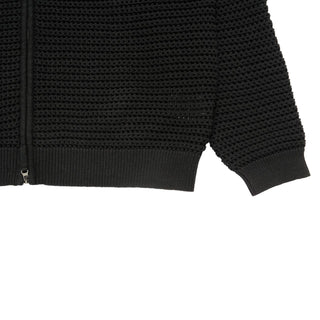 SOLID KNIT HOODIE ZIP UP BLACK