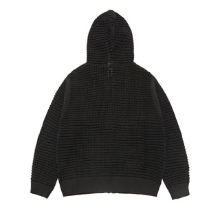 SOLID KNIT HOODIE ZIP UP BLACK