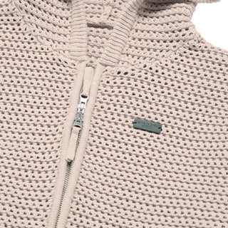 SOLID KNIT HOODIE ZIP UP LIGHT BEIGE