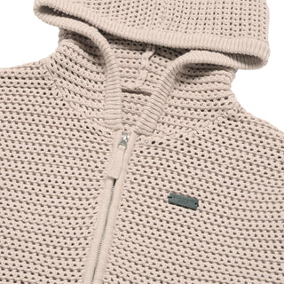 SOLID KNIT HOODIE ZIP UP LIGHT BEIGE