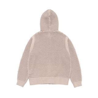 SOLID KNIT HOODIE ZIP UP LIGHT BEIGE