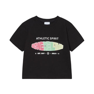 CIRCLE FRAME LOGO CROP SHORT SLEEVE T-SHIRT BLACK