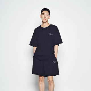 EMBO LOGO WAFFLE SHORT SLEEVE T-SHIRT BLACK