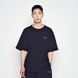 EMBO LOGO WAFFLE SHORT SLEEVE T-SHIRT BLACK