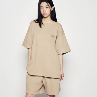 EMBO LOGO WAFFLE SHORT PANTS LIGHT BROWN