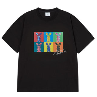 ALIEN RABBIT POPART SHORT SLEEVE T-SHIRT BLACK