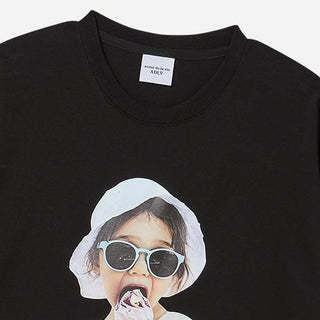 BABY FACE ICECREAM GIRL SLEEVE T-SHIRT BLACK
(OVERSEAS & DOMESTIC EXCLUSIVE)