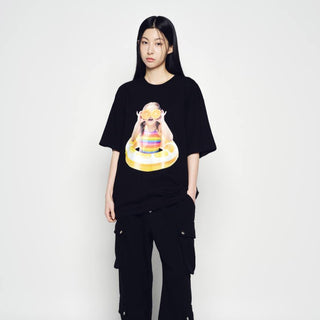 BABY FACE ORANGE TUBE SLEEVE T-SHIRT BLACK
(DOMESTIC DUTY FREE EXCLUSIVE)