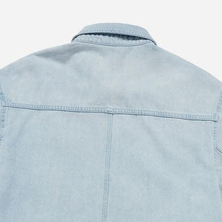 OVERSIZE WASHING DENIM SHORT SLEEVE SHIRTS LIGHT BLUE