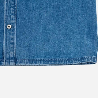 OVERSIZE WASHING DENIM SHORT SLEEVE SHIRTS BLUE