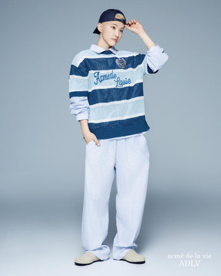 STRIPE SET-UP LOOSE FIT SHIRTS BLUE