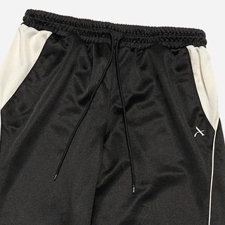 ONE POINT LOGO COLORING WIDE TRACK PANTS BLACK